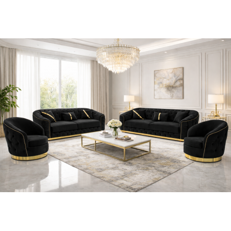 Set Canapea extensibila 3-3-1-1 negru