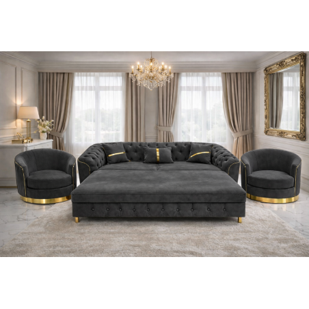 Set canapea extensibilă cu 2 fotolii 3-1-1 gri antracit