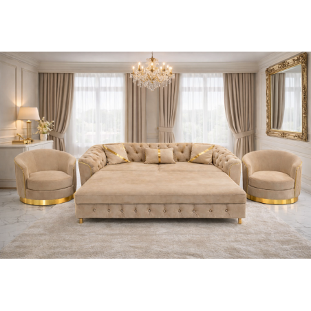 Set canapea extensibilă cu 2 fotolii 3-1-1 bej