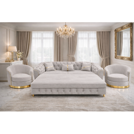 Set canapea extensibilă cu 2 fotolii 3-1-1 gri