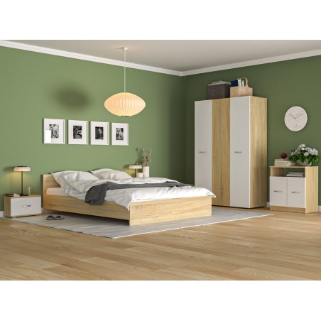 Dormitor Era Sonoma cu Comoda TV+Saltea 160x200 cm