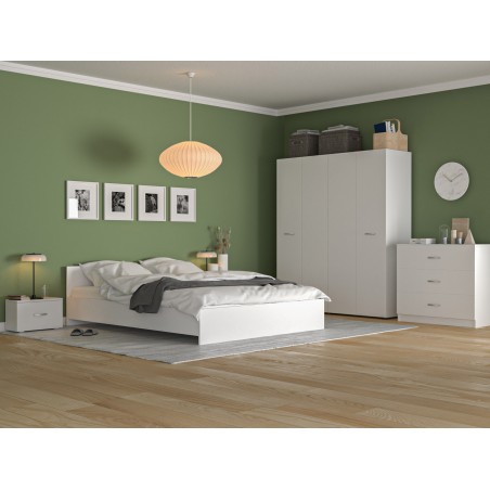 Dormitor Alex Alb+Comoda 3 sertare