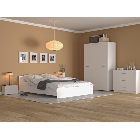 Dormitor Era Alb cu Comoda Tv 3 Sertare