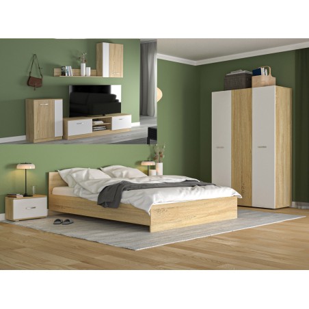 Dormitor Era Sonoma cu Living si Saltea 160x200cm