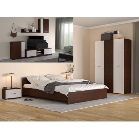 Dormitor Era Wenghe cu Living si Saltea 160x200 cm