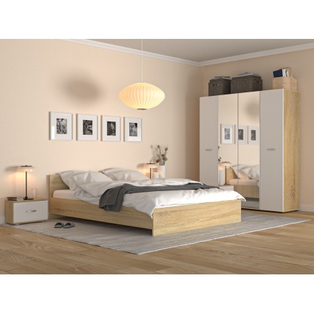 Dormitor Alex Sonoma/alb cu Oglinda